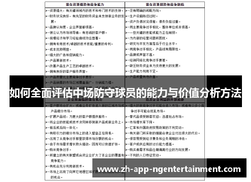 如何全面评估中场防守球员的能力与价值分析方法