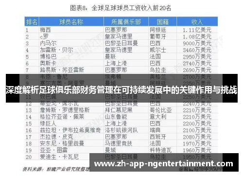 深度解析足球俱乐部财务管理在可持续发展中的关键作用与挑战