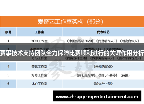 赛事技术支持团队全力保障比赛顺利进行的关键作用分析